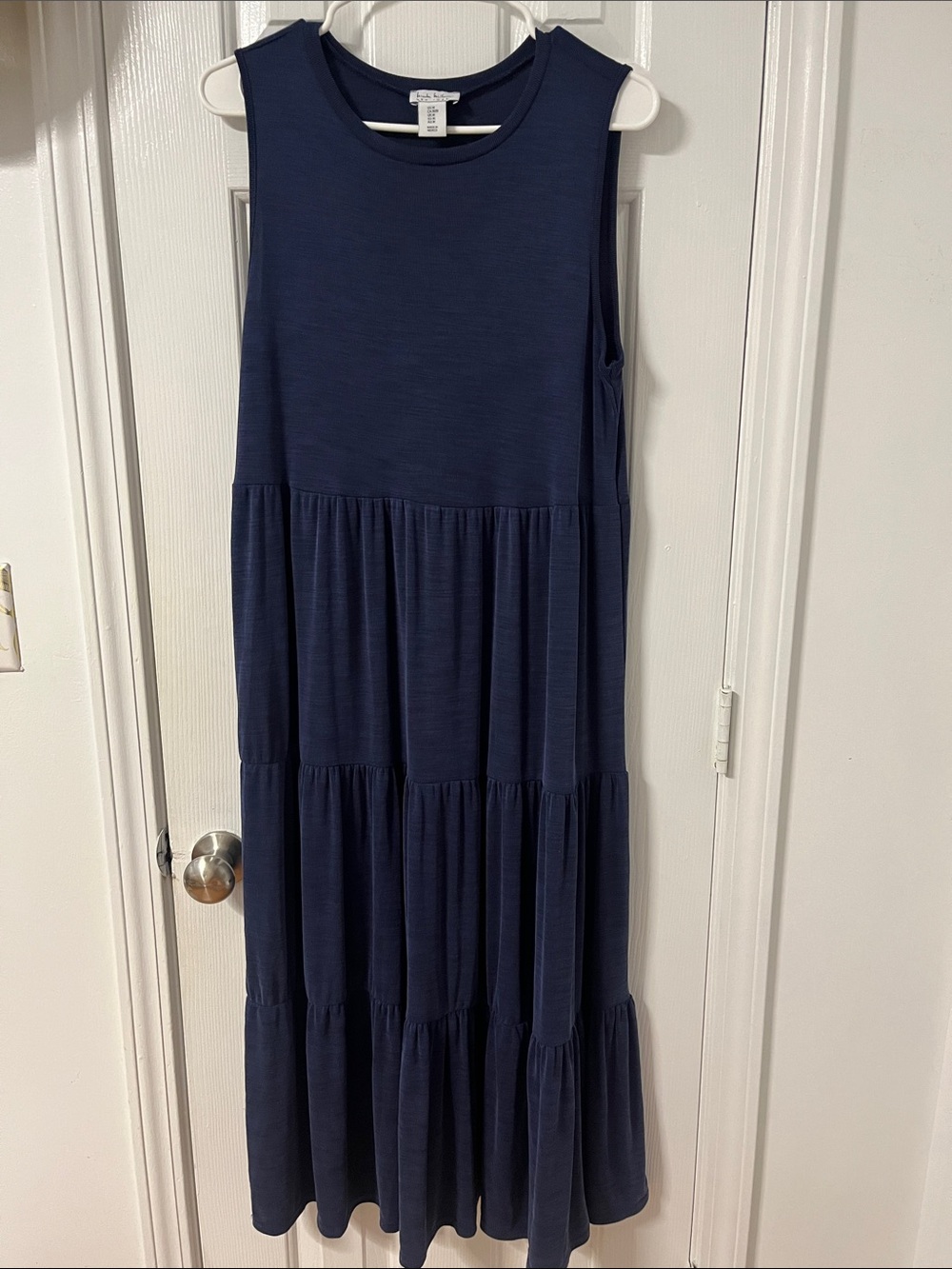 Nicole Miller Navy Sleeveless Tiered Midi Dress